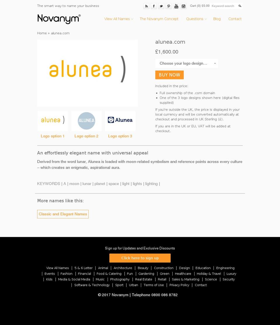 alunea.com shopify website screenshot