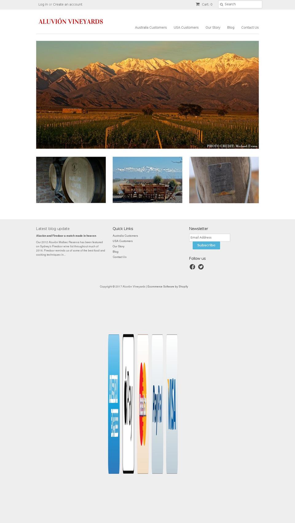 aluvionvineyards.net shopify website screenshot