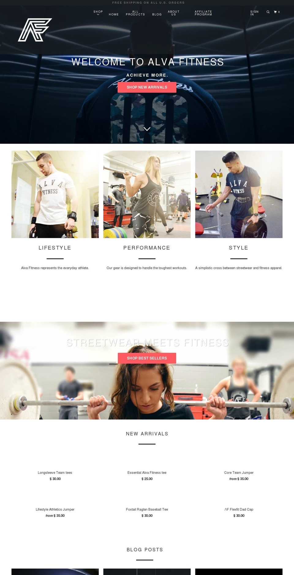 alvafitness.com shopify website screenshot
