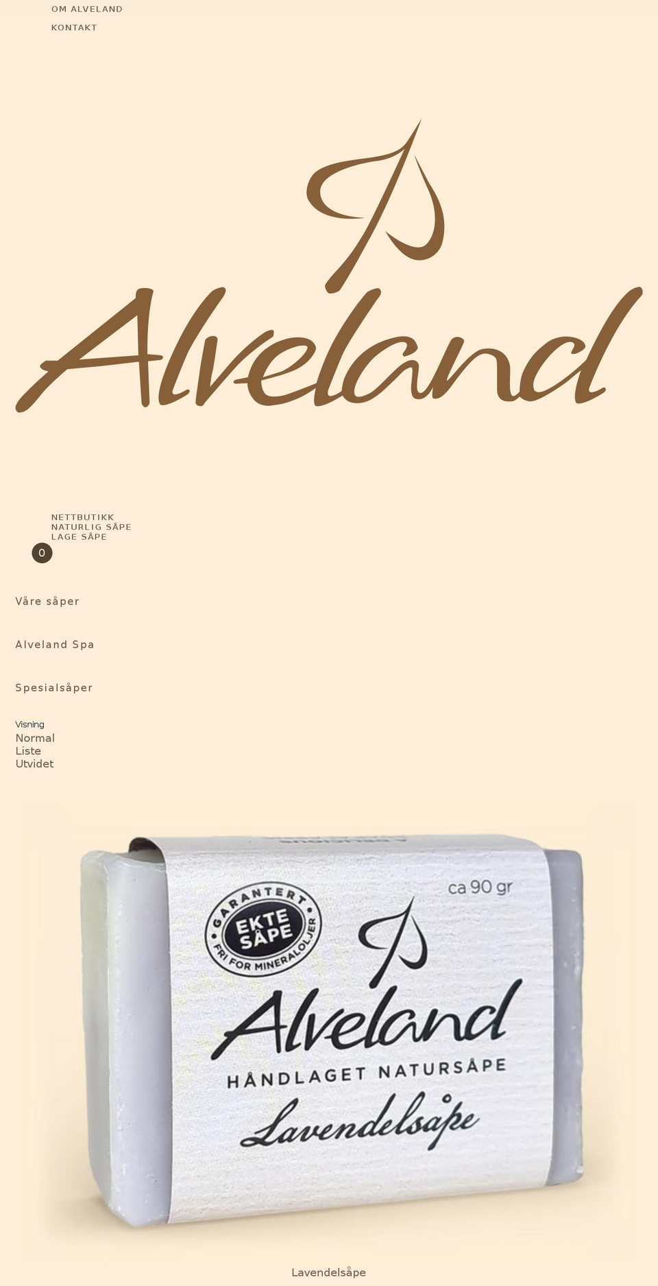 alveland.no shopify website screenshot