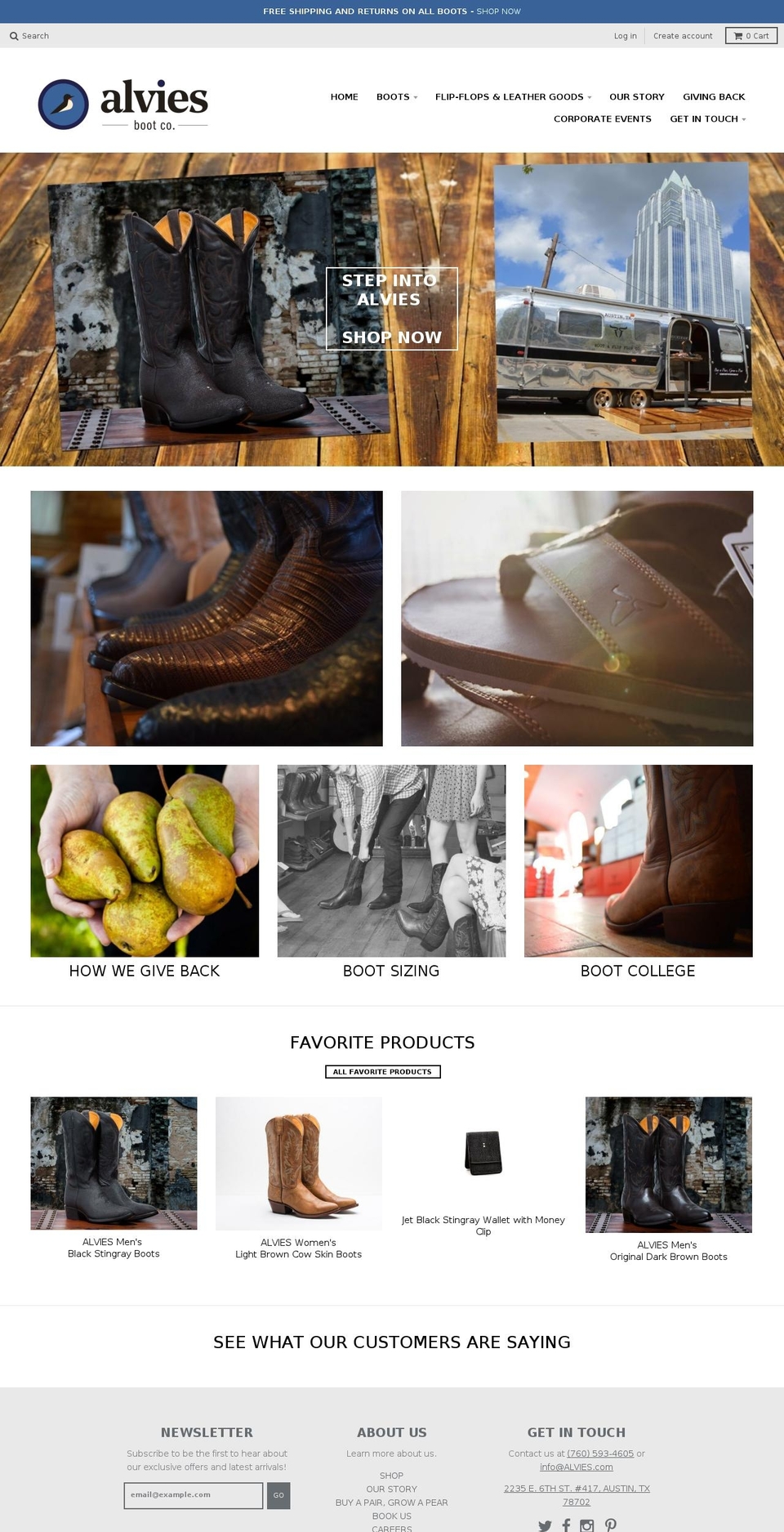 Alvies Website Shopify theme site example alviesboots.com