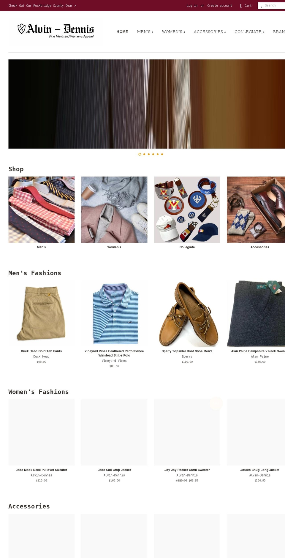 alvindennis.com shopify website screenshot