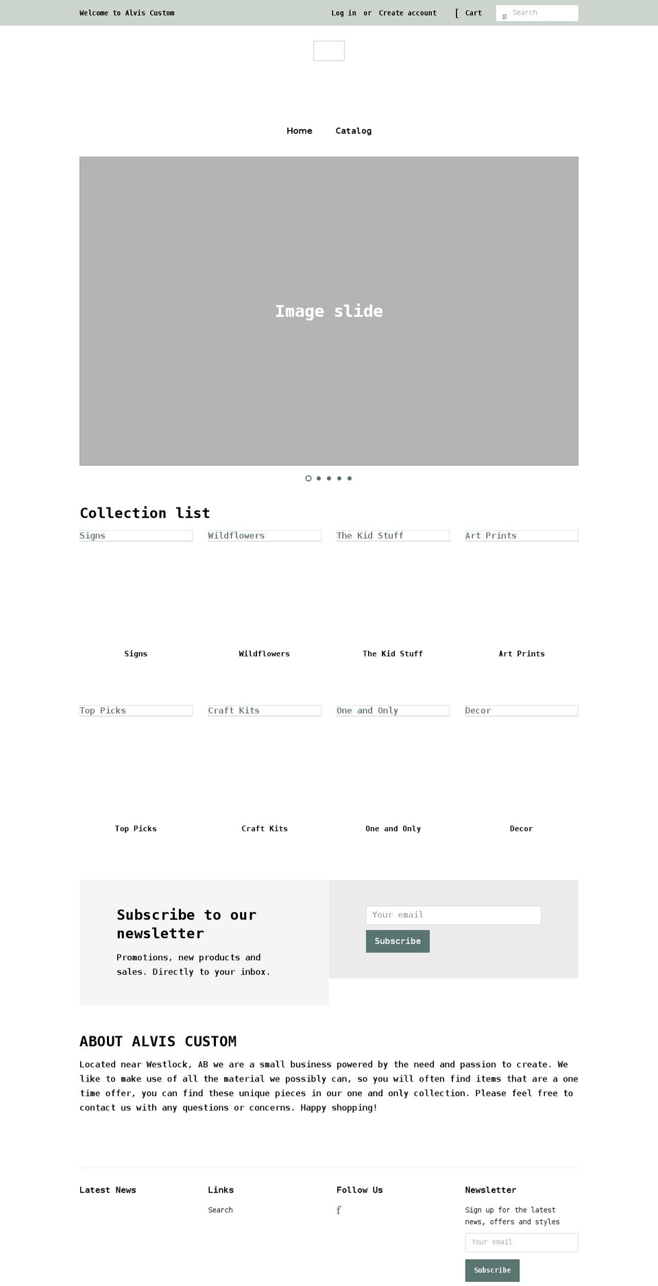 alviscustom.com shopify website screenshot