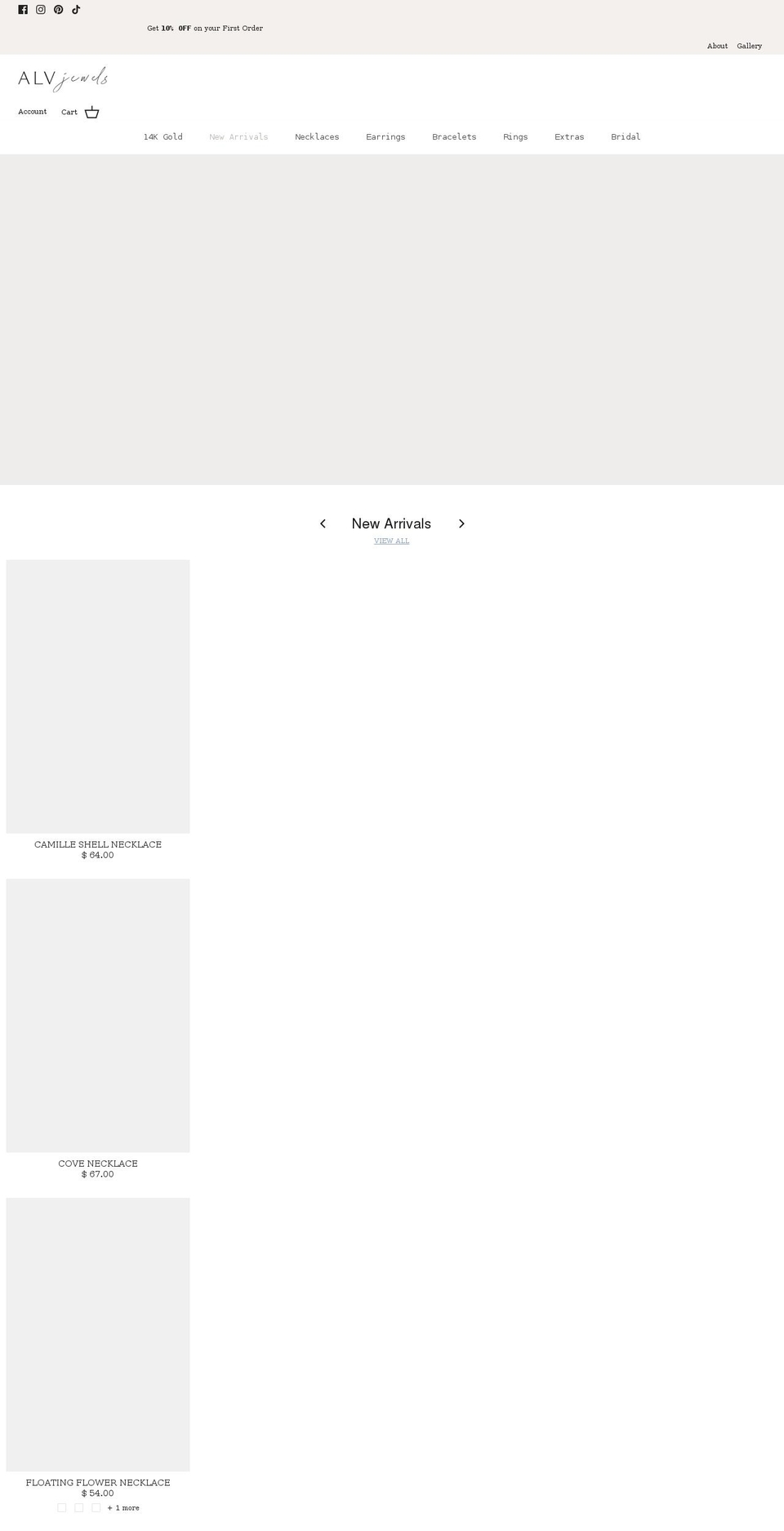 alvjewels.com shopify website screenshot