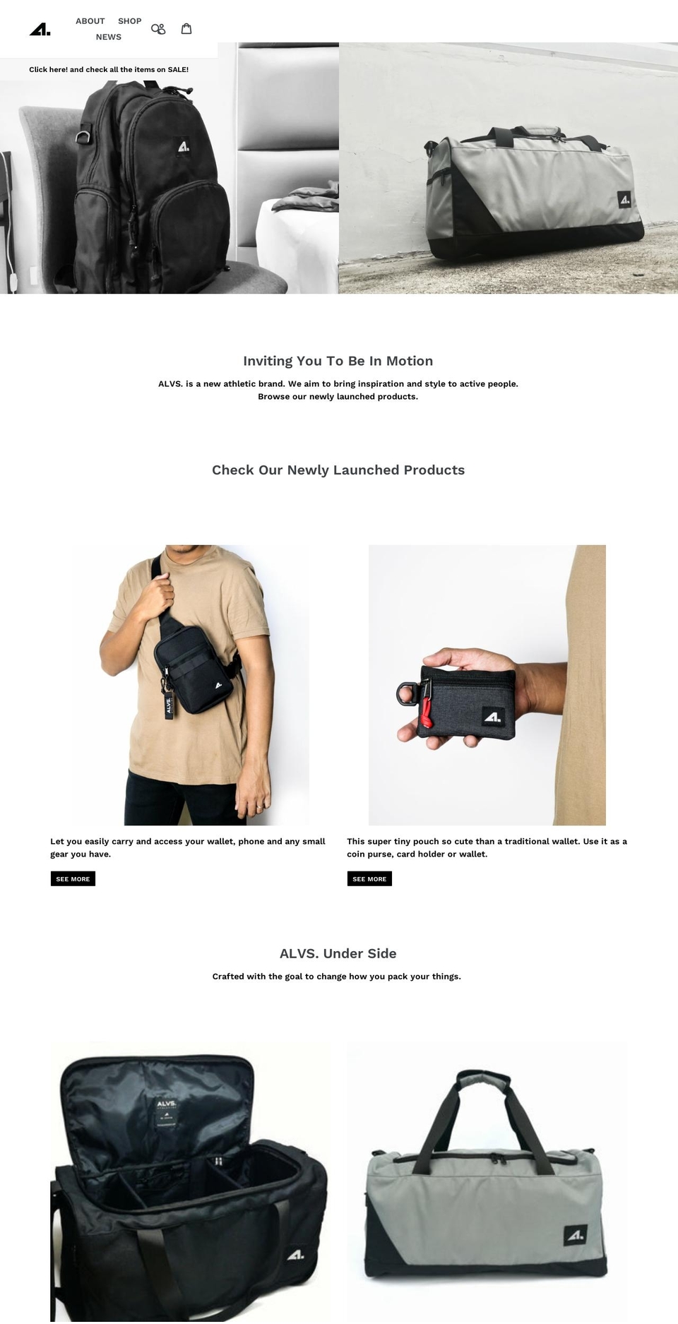 alvsathletics.com — Shopify storefront screenshot