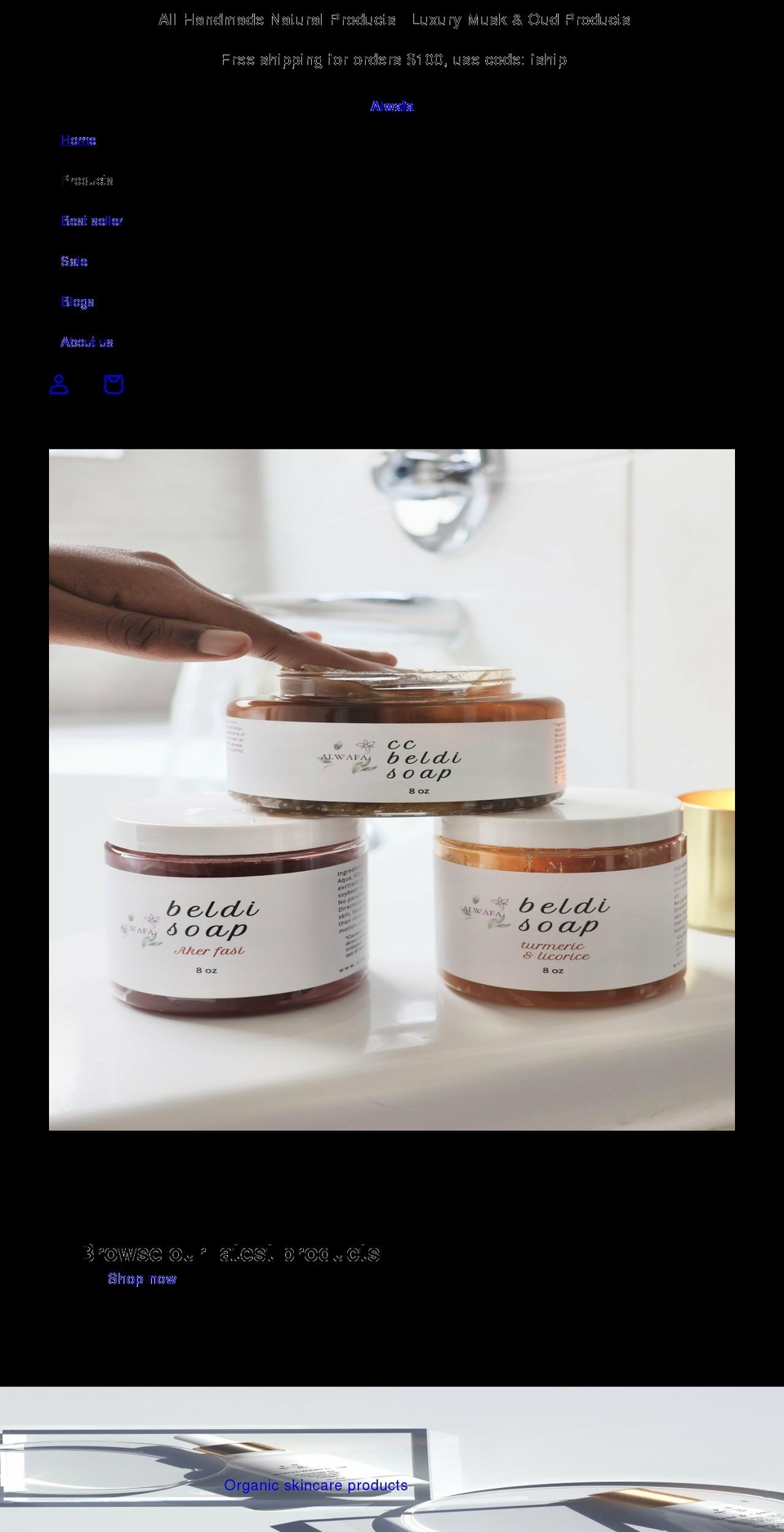 alwafashop.com shopify website screenshot