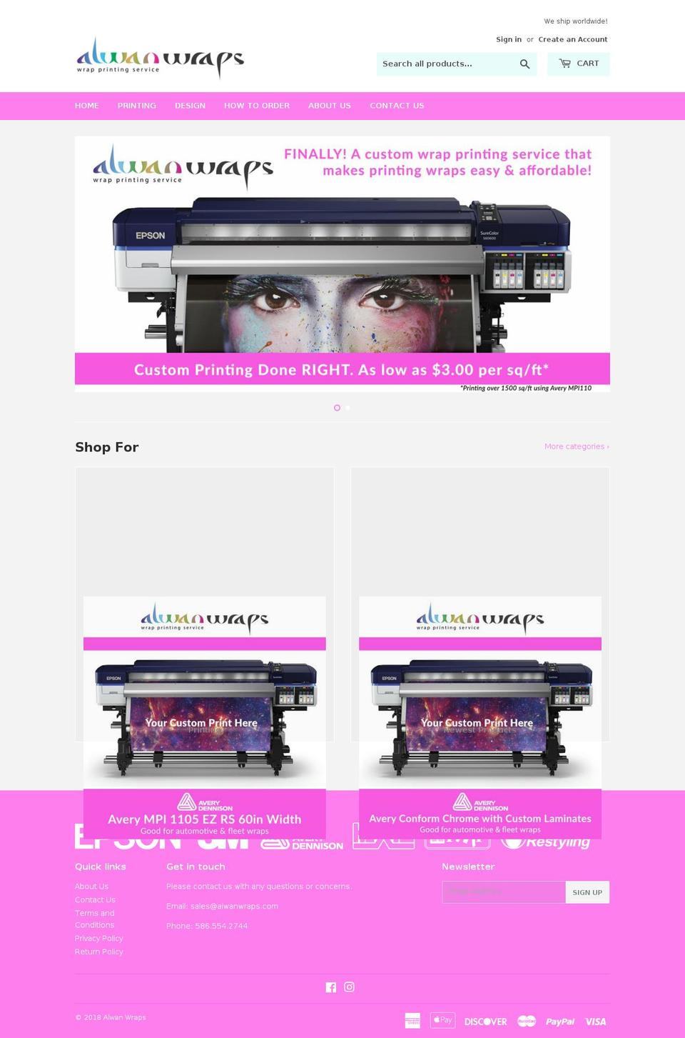 alwanwraps.com — Shopify storefront screenshot