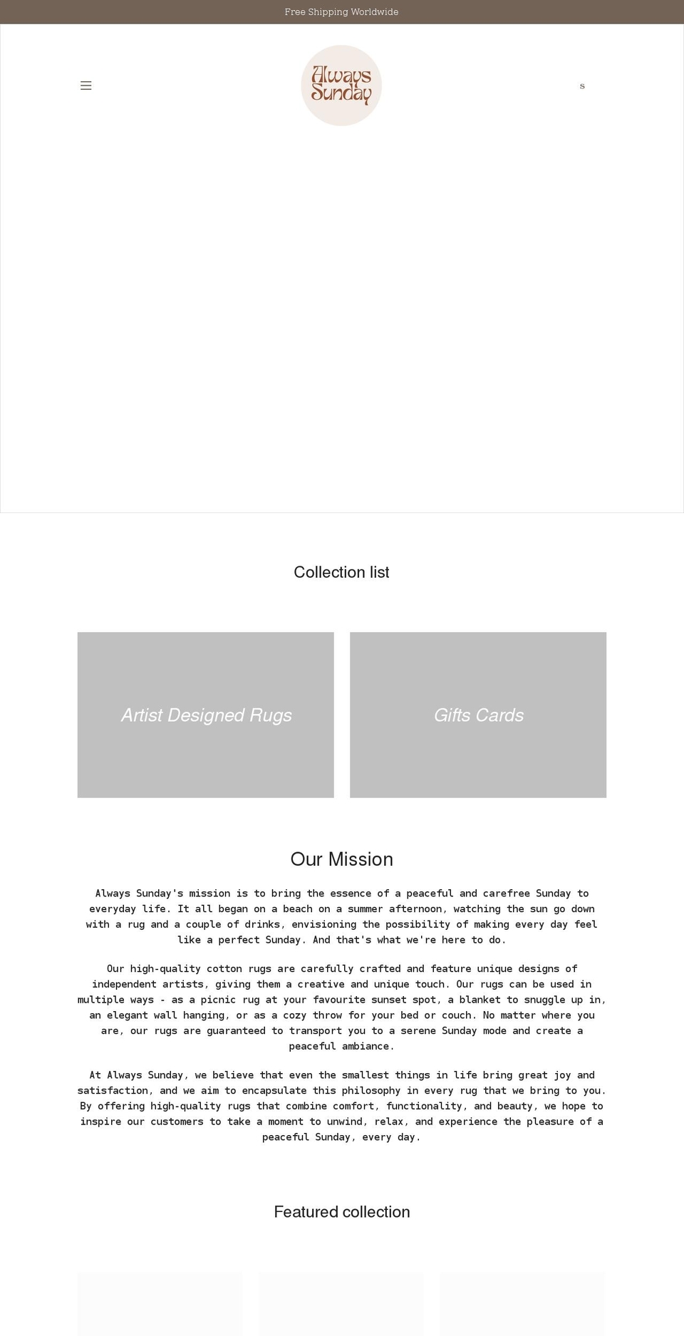 always-sunday.store shopify website screenshot