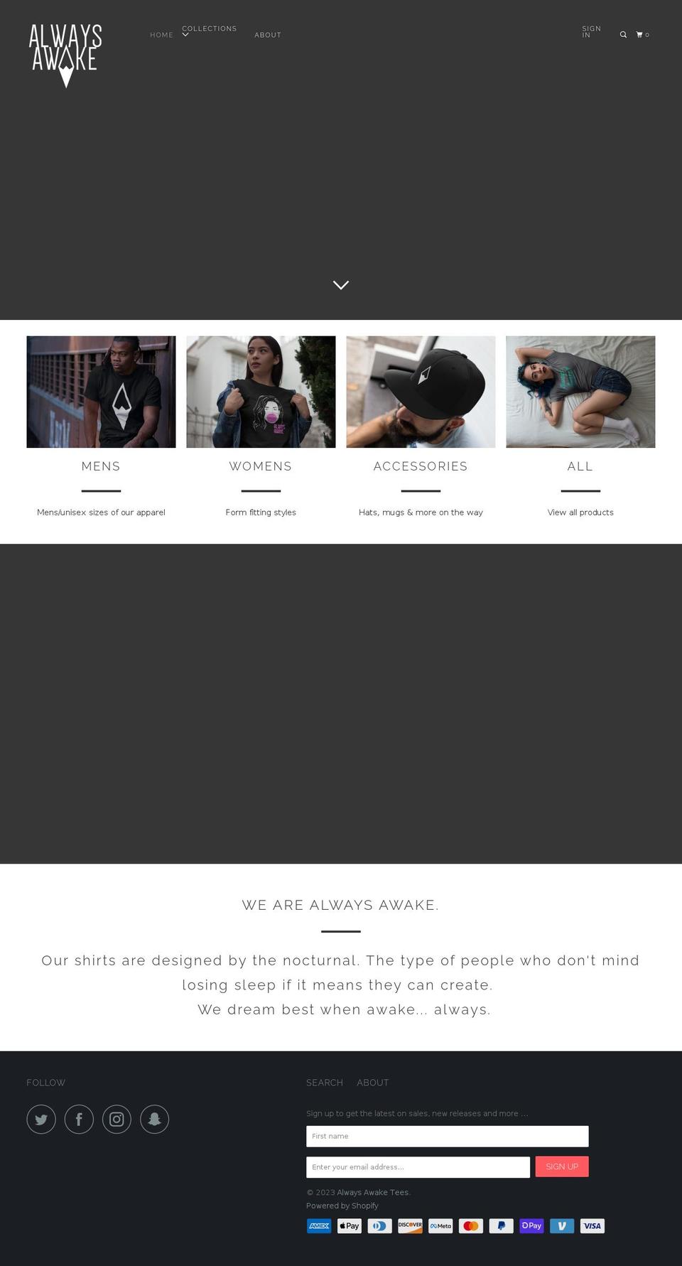 alwaysawake.co shopify website screenshot