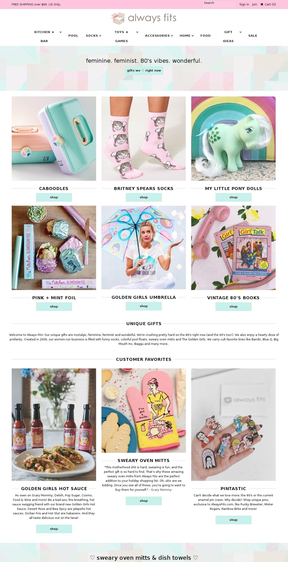 alwaysfits.com — Shopify storefront screenshot