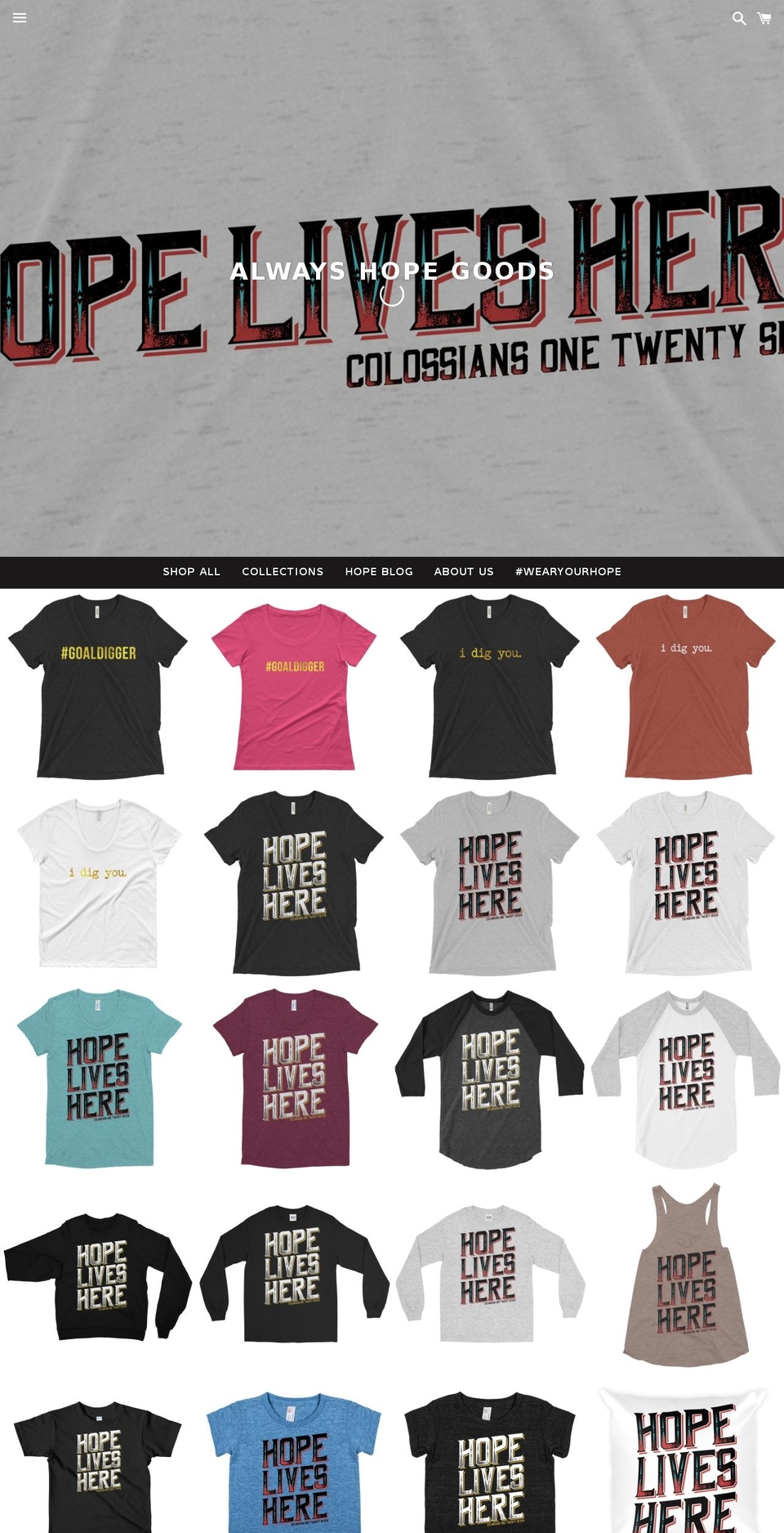 alwayshopegoods.com shopify website screenshot