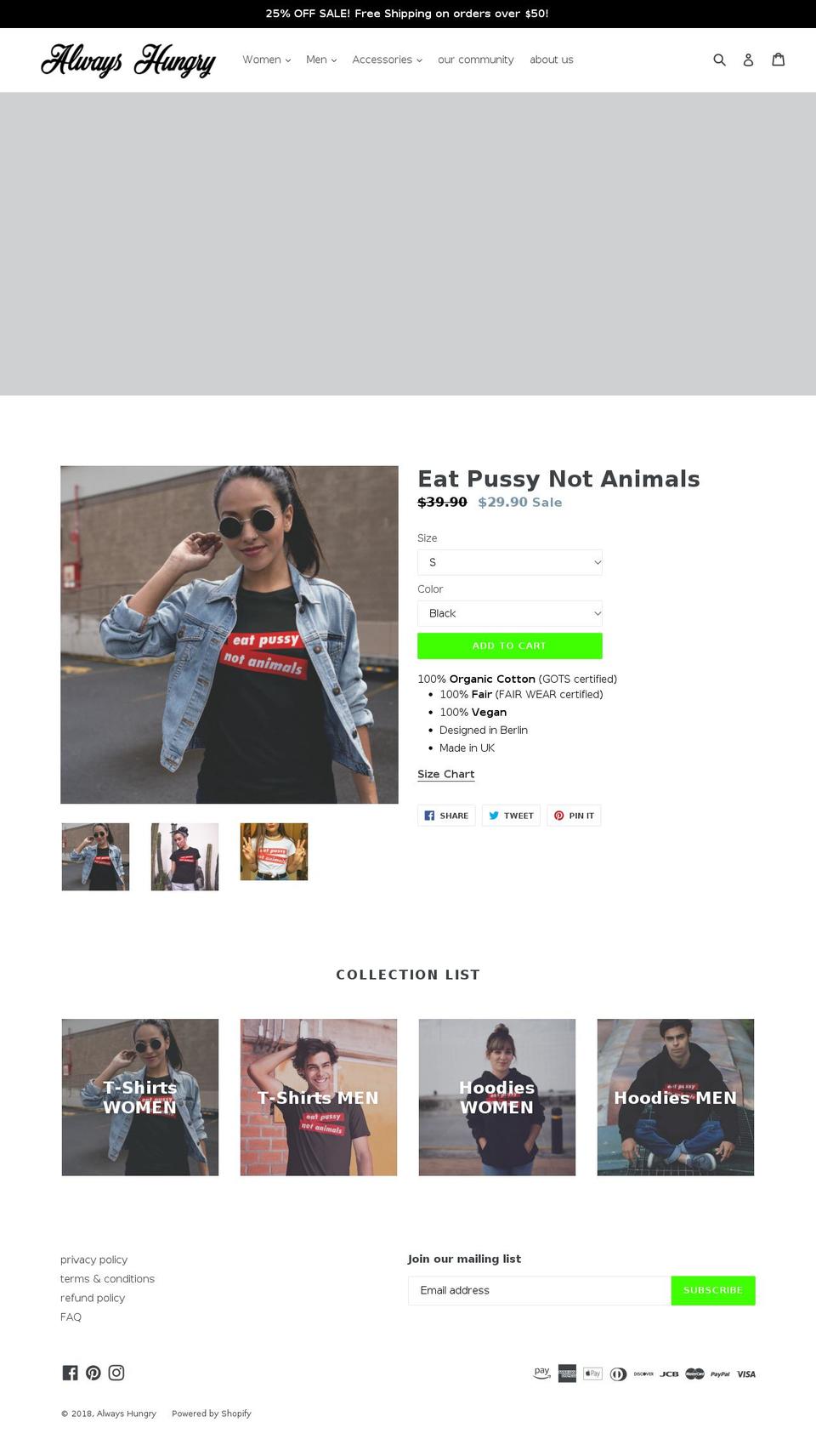 alwayshungryfashion.com — Shopify storefront screenshot