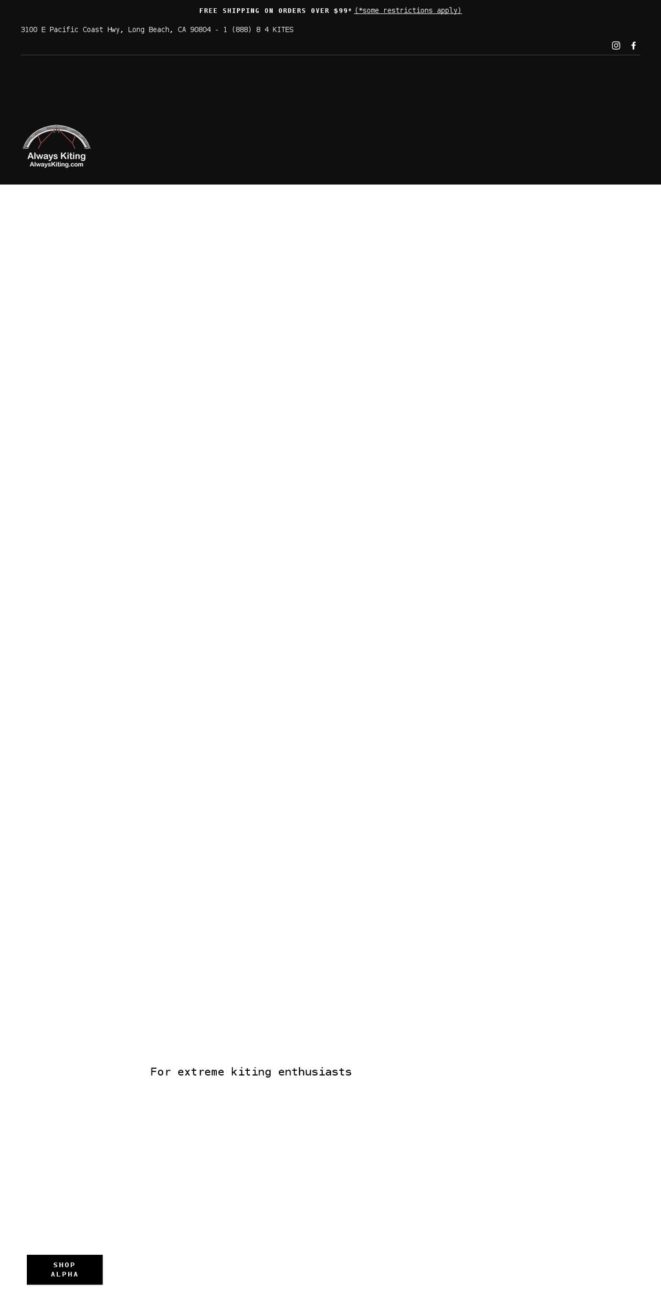 alwayskiting.com shopify website screenshot