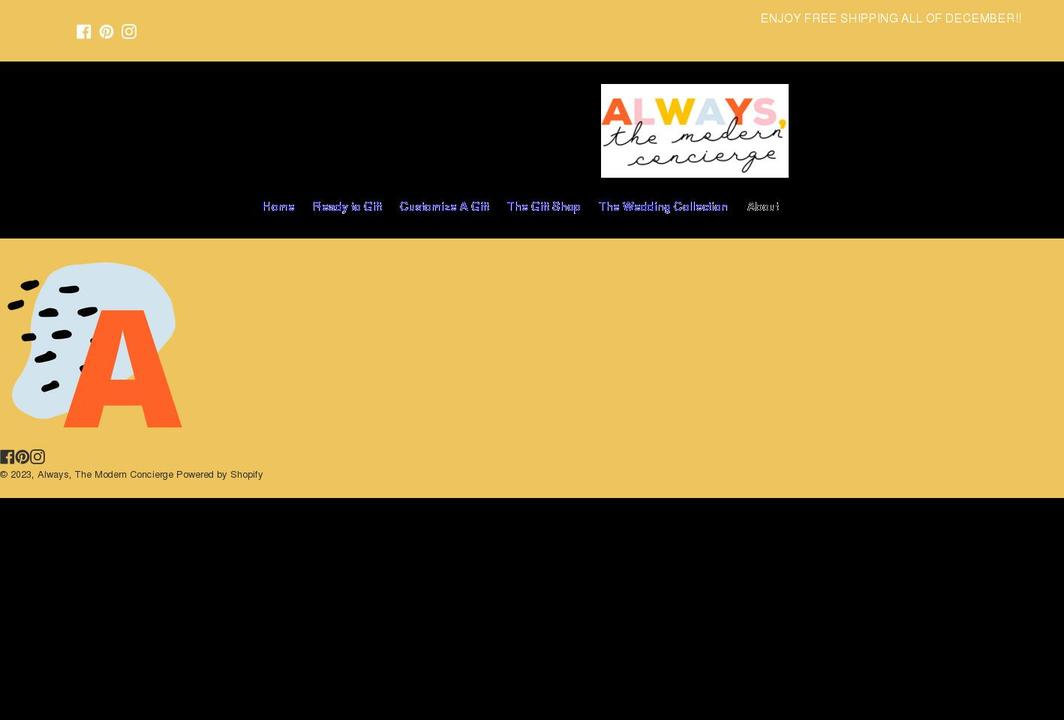 Bright babe template with Installments message Shopify theme site example alwaysmodernconcierge.com