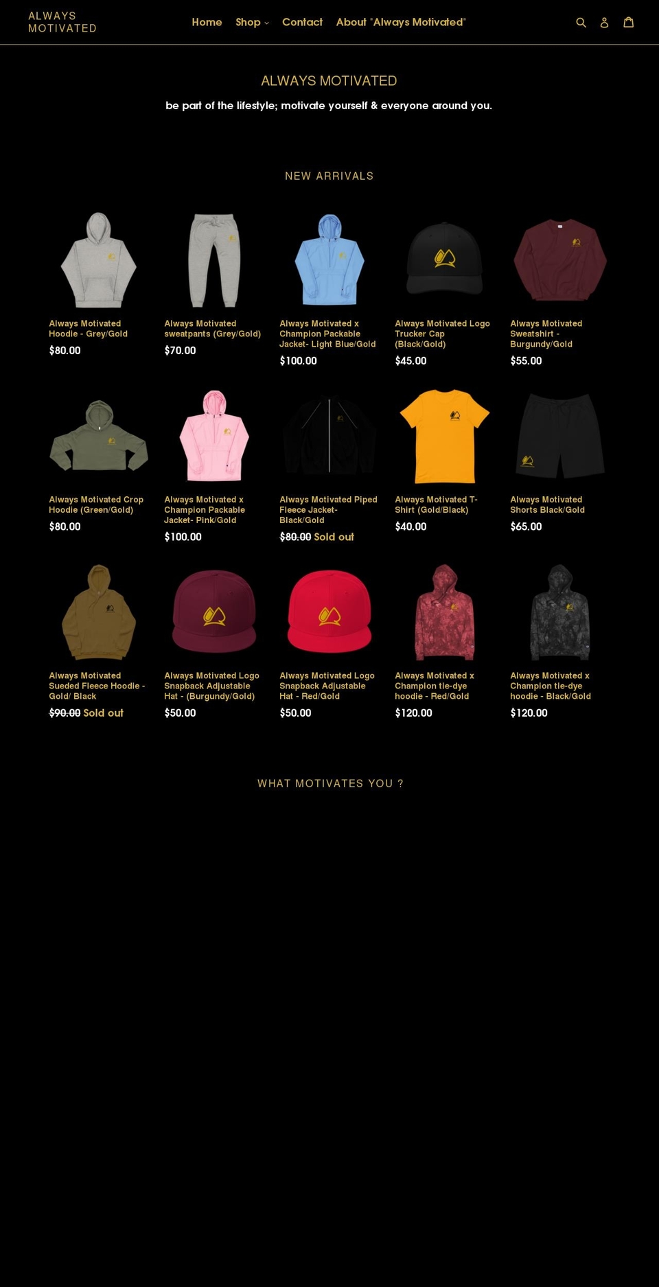 Copy of Debut 1 White and Gold Shopify theme site example alwaysmotivated.ca
