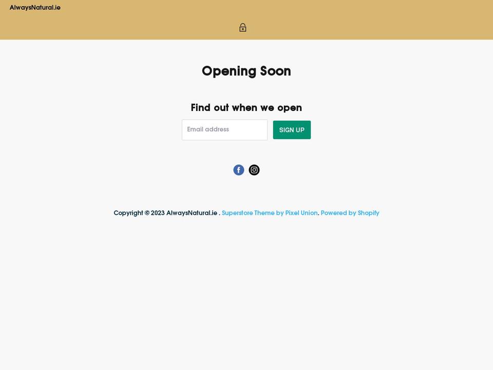alwaysnatural.ie shopify website screenshot