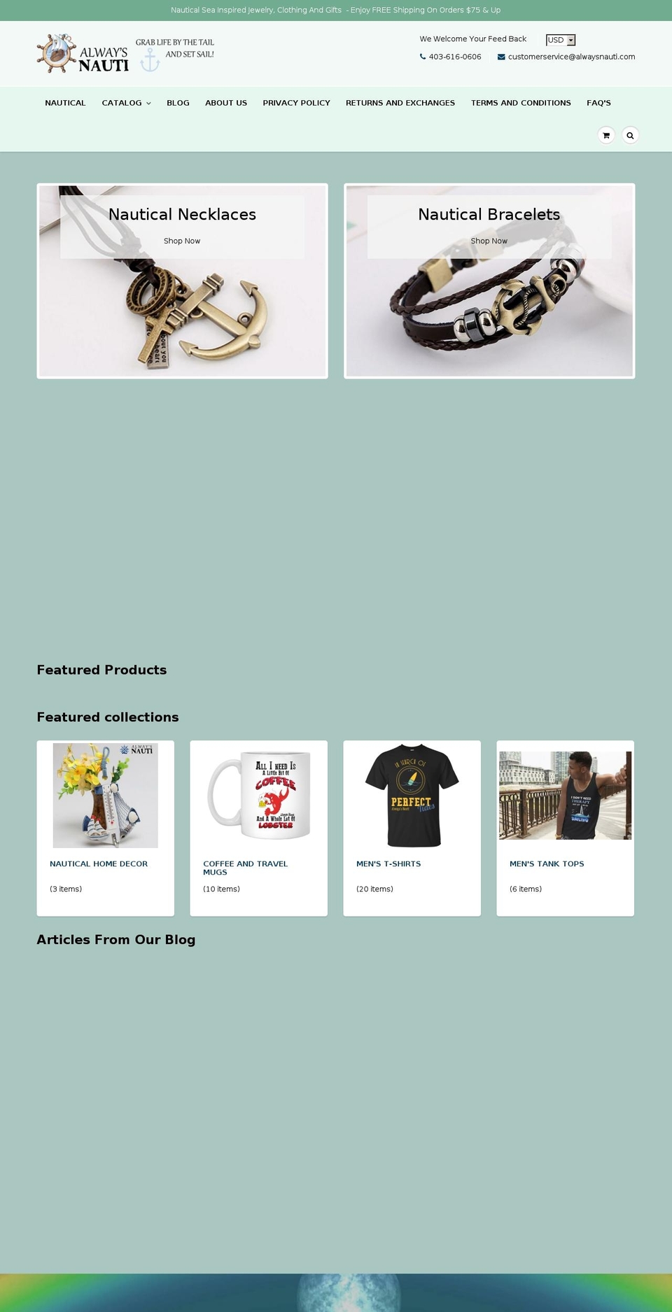 alwaysnauti.com — Shopify storefront screenshot