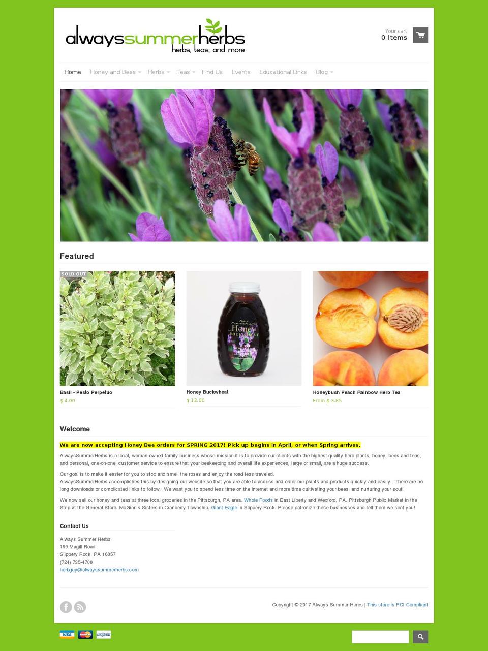 alwayssummerherbs.com shopify website screenshot