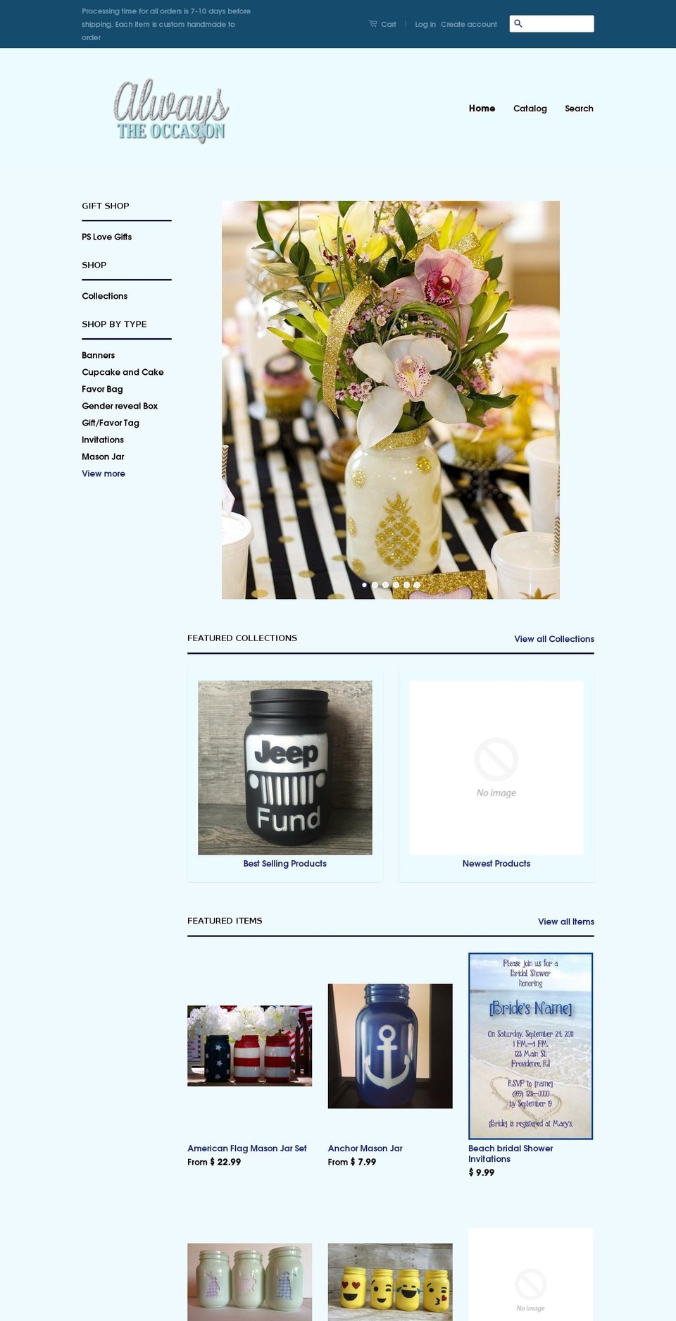 alwaystheoccasion.com shopify website screenshot