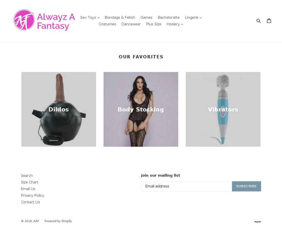 alwayzafantasy.com shopify website screenshot