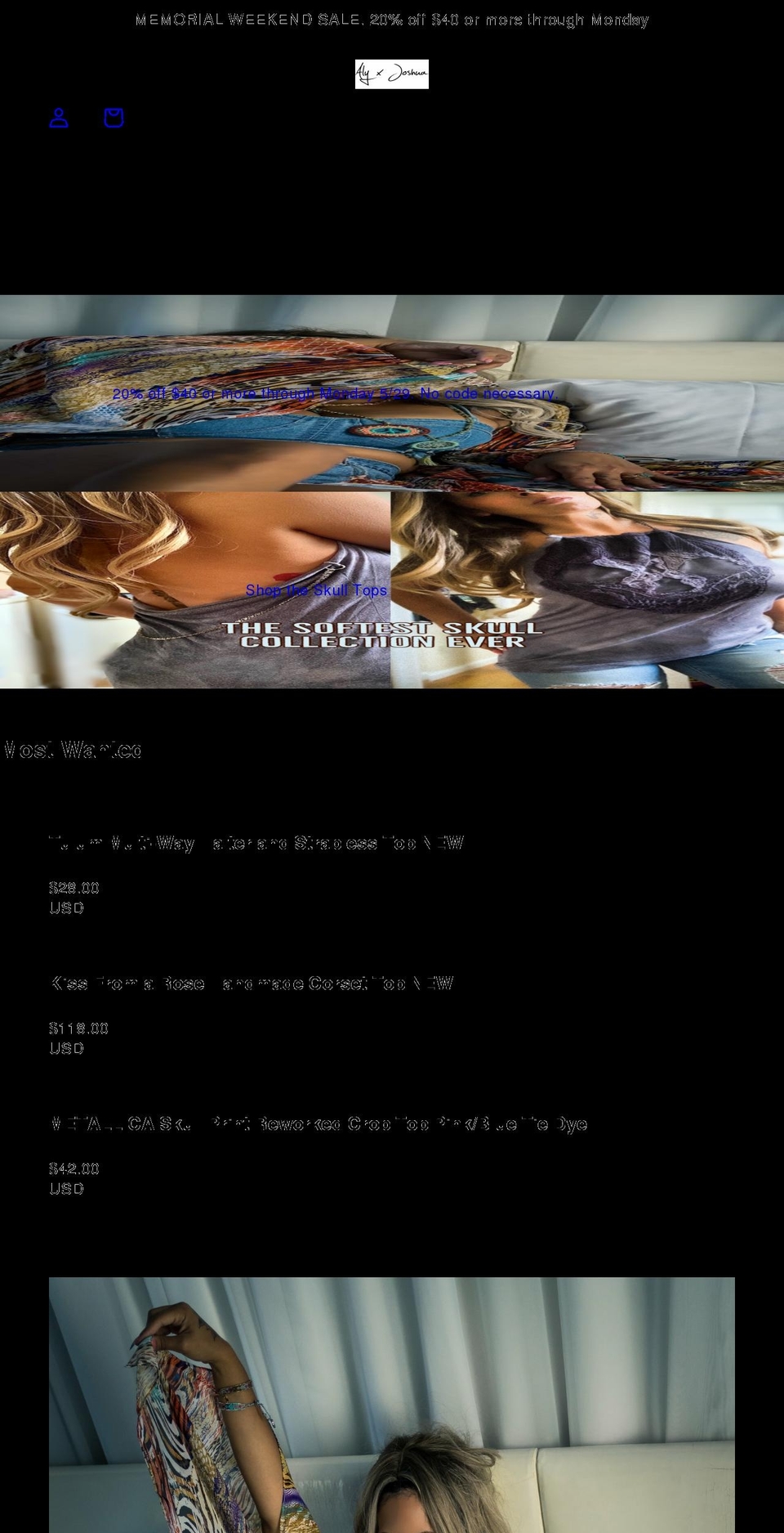alyandjoshua.com shopify website screenshot