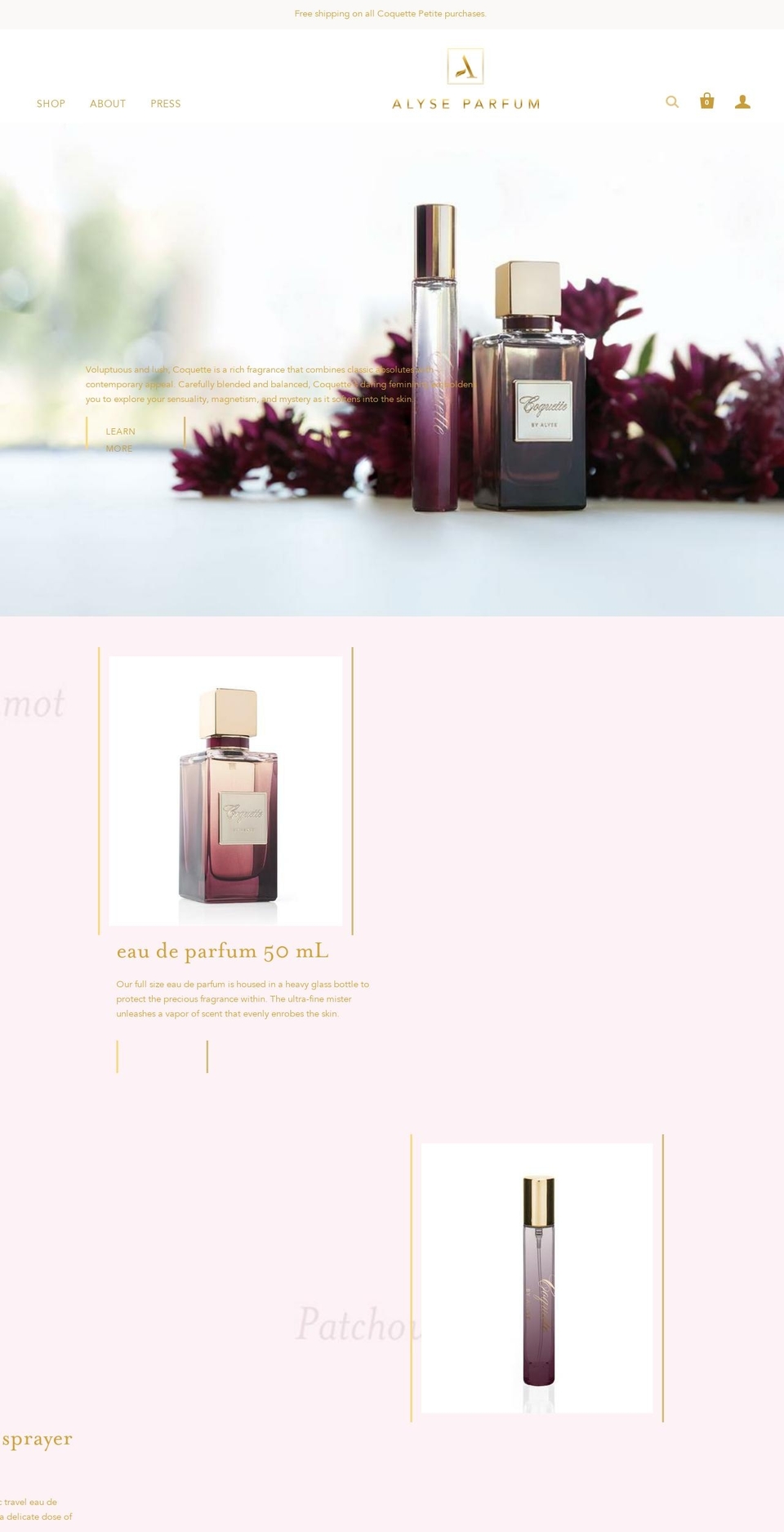 alyseparfum.com shopify website screenshot