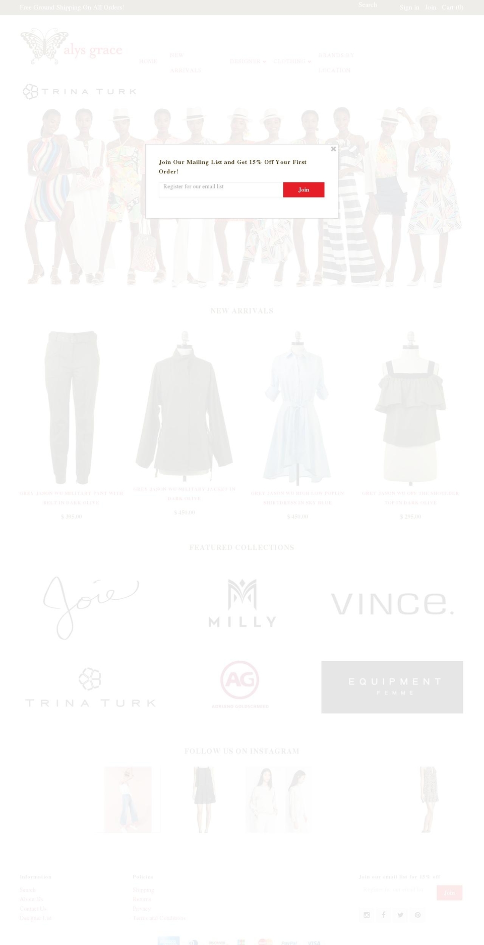 alysgrace.com shopify website screenshot