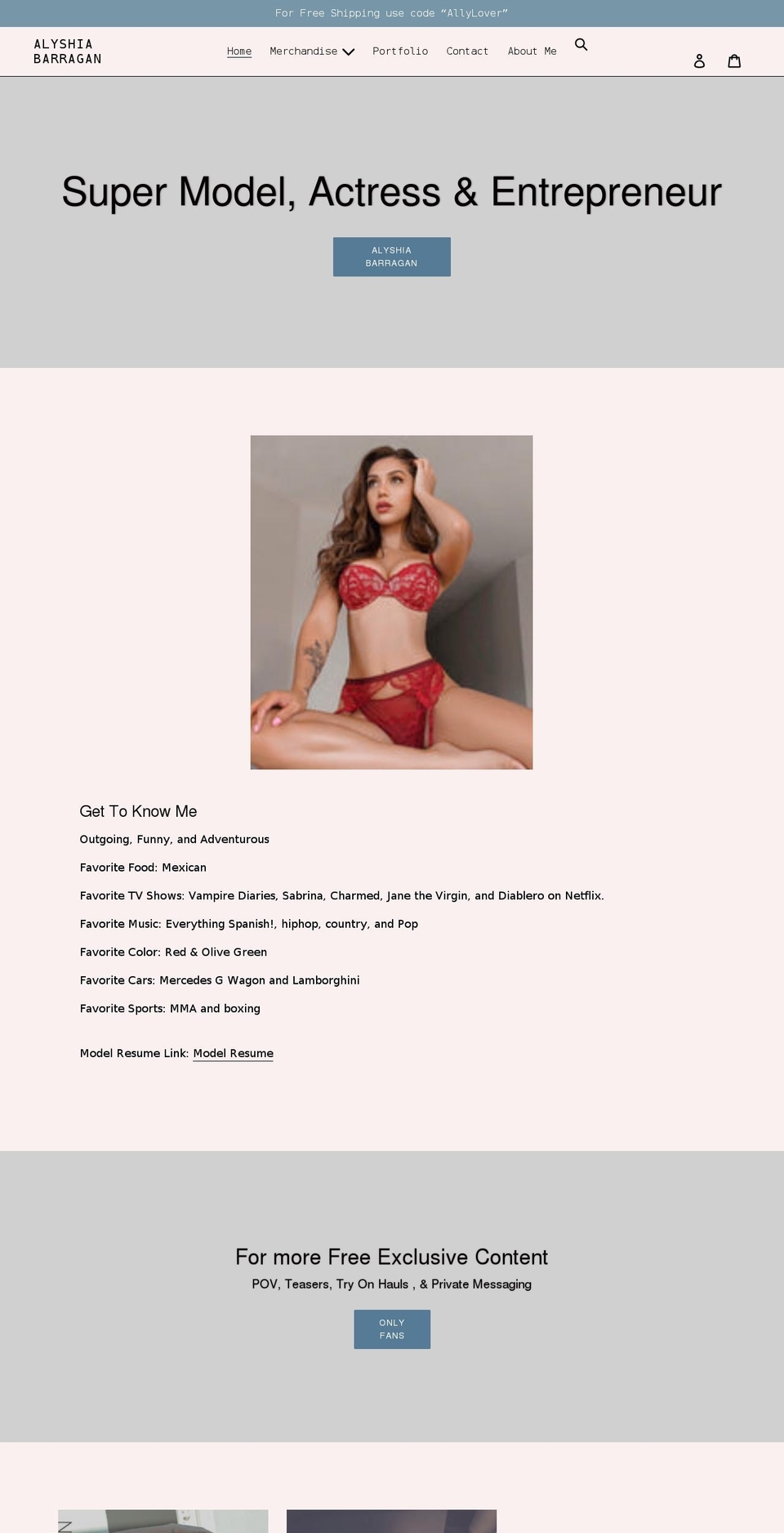 alyshiabarragan.com shopify website screenshot