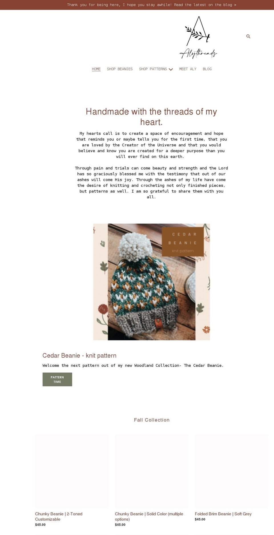 alythreads.com shopify website screenshot