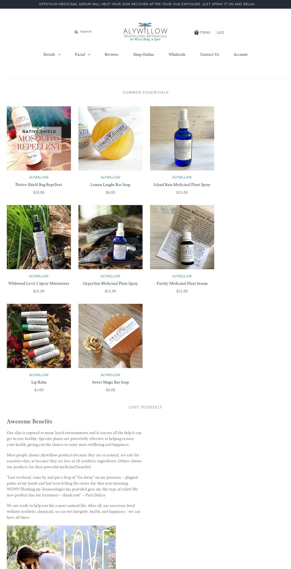 alywillow.com shopify website screenshot