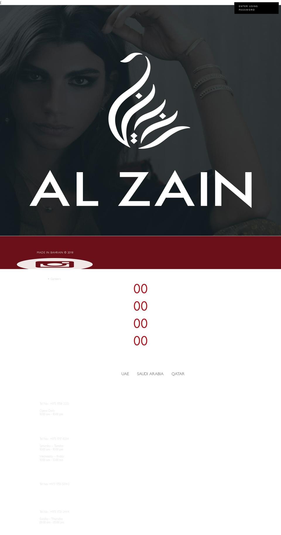 alzainjewellery.com shopify website screenshot