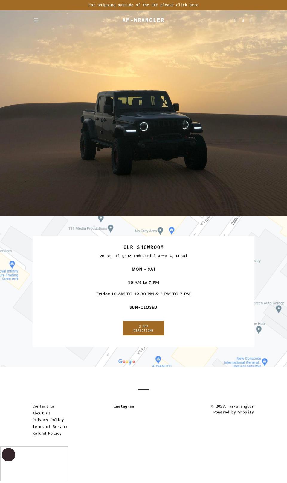 am-wrangler.com shopify website screenshot