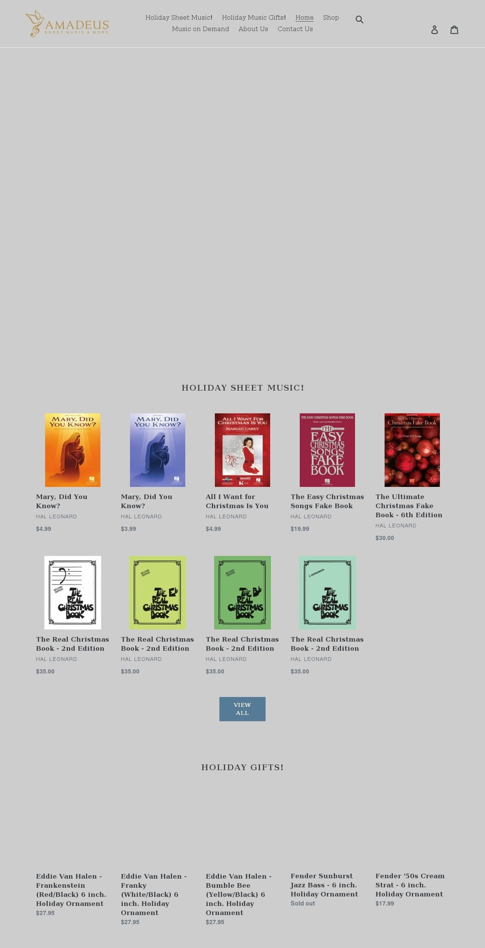 amadeussheetmusic.com shopify website screenshot
