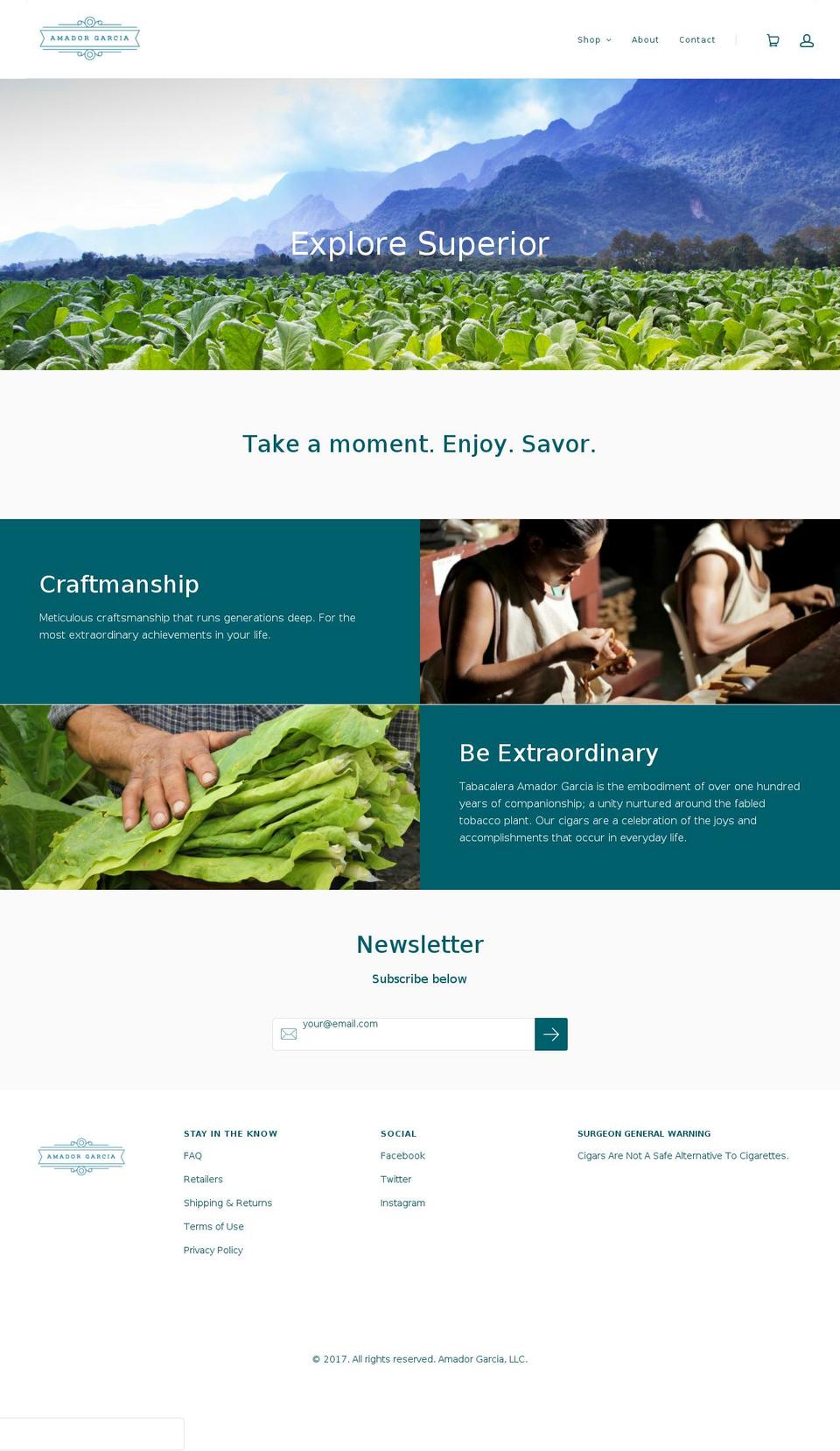 amadorgarcia.com shopify website screenshot