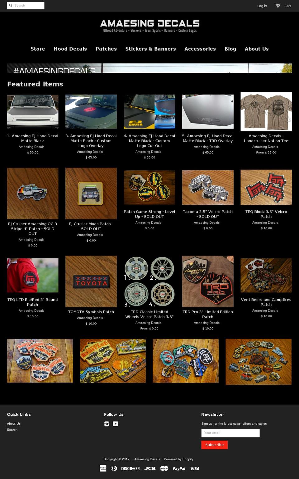 amaesingdecals.com shopify website screenshot