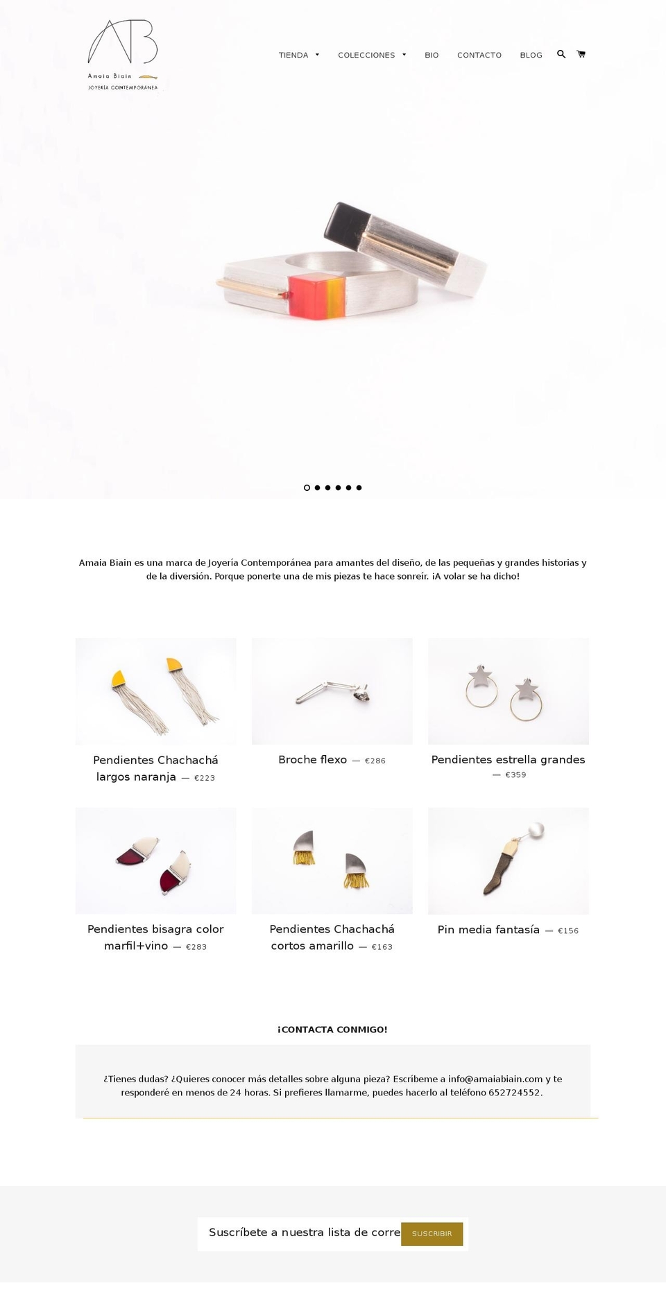 amaiabiain.com — Shopify storefront screenshot