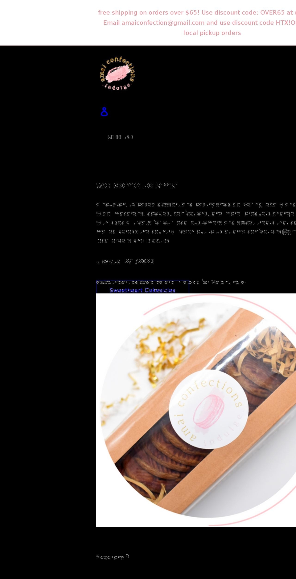 amaiconfections.com shopify website screenshot