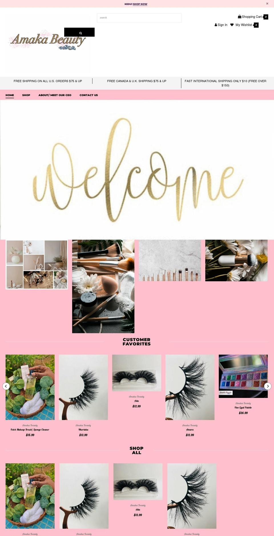 amakabeauty.com shopify website screenshot