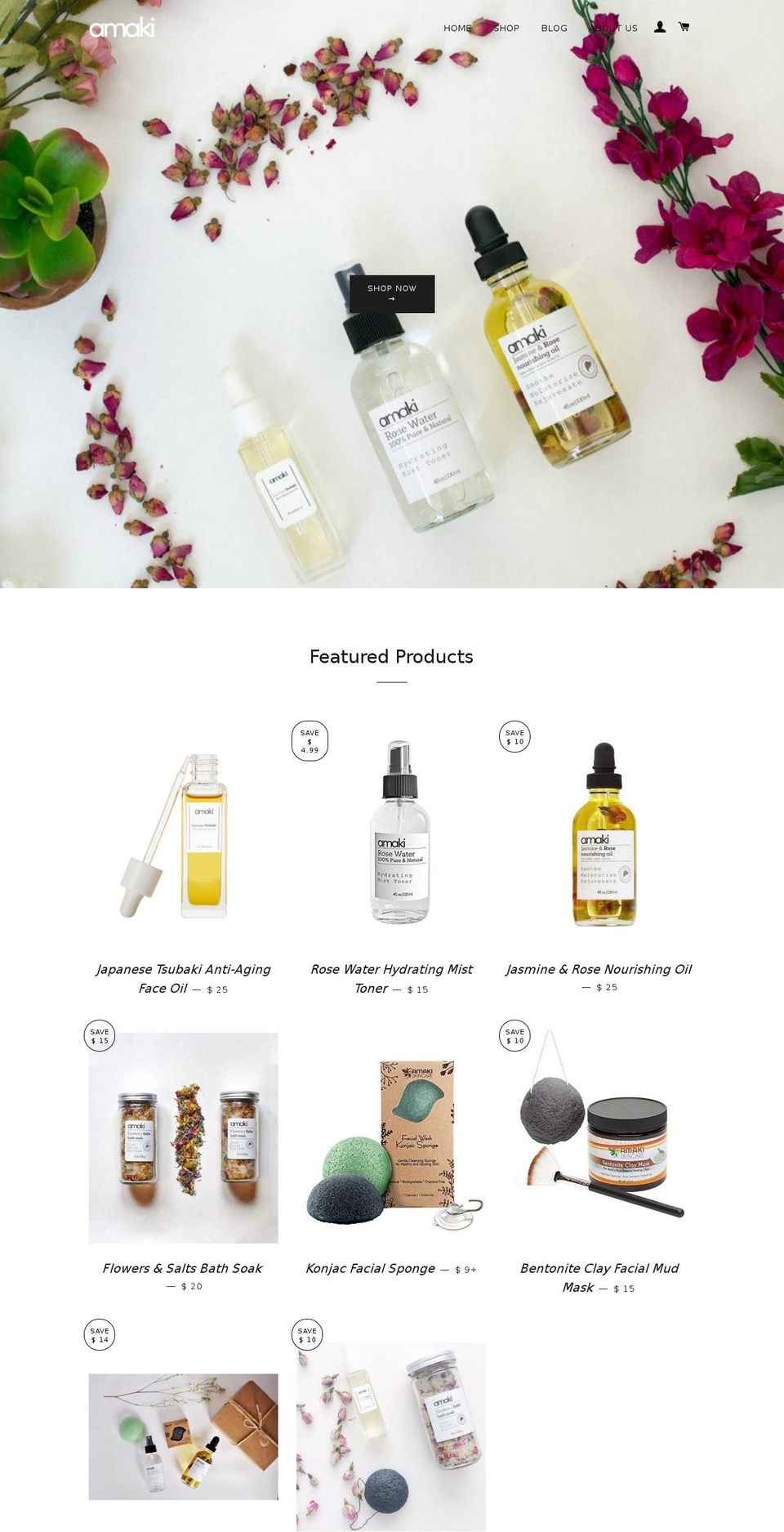 amakiskincare.com shopify website screenshot