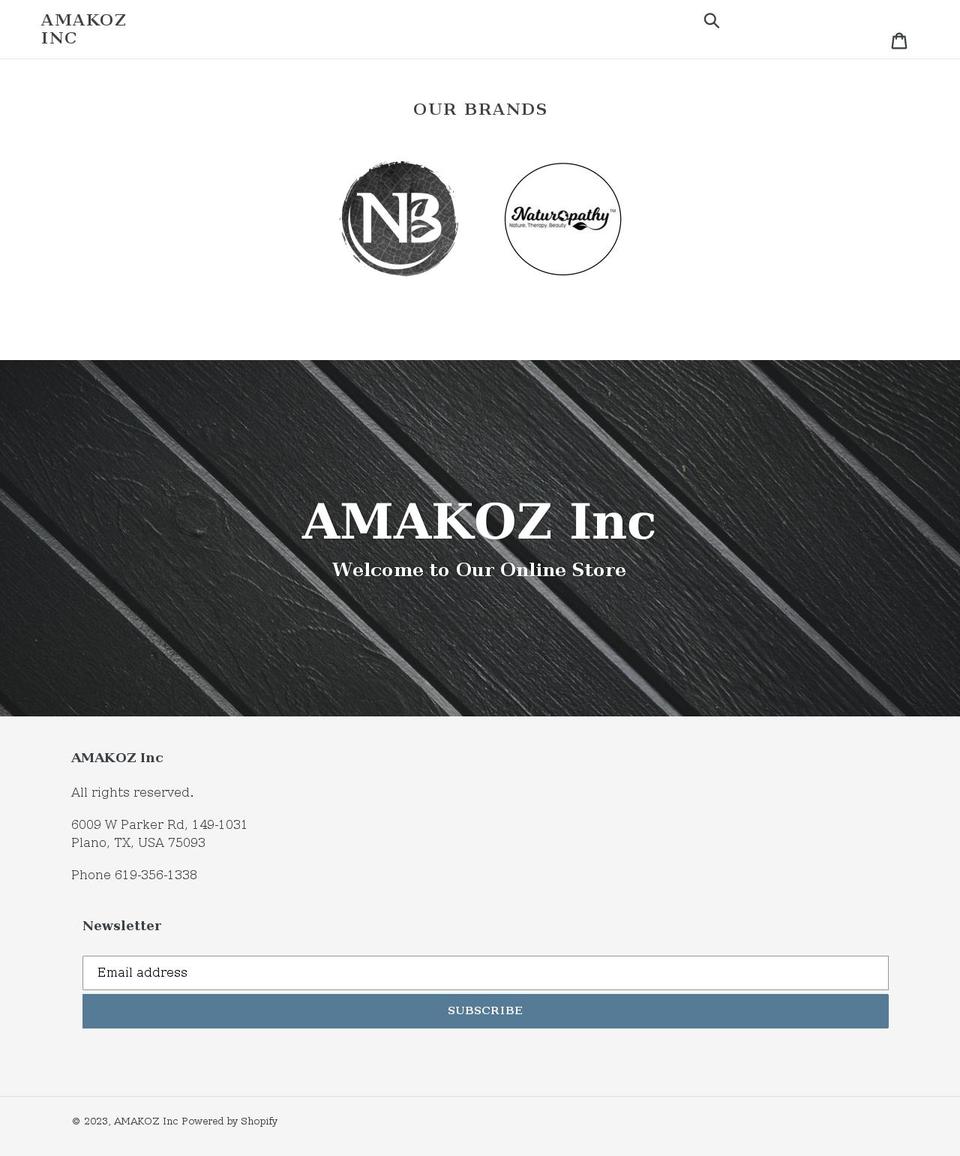 amakoz.com shopify website screenshot