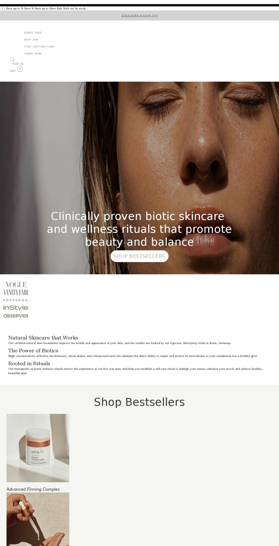 amalabeauty.com shopify website screenshot