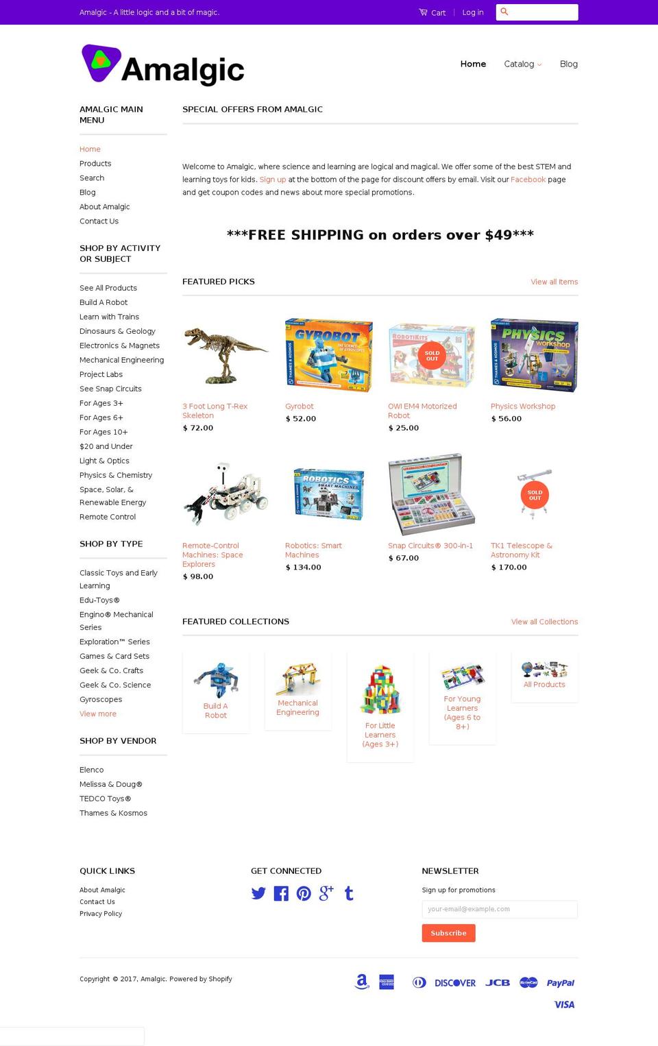 amalgic.com shopify website screenshot