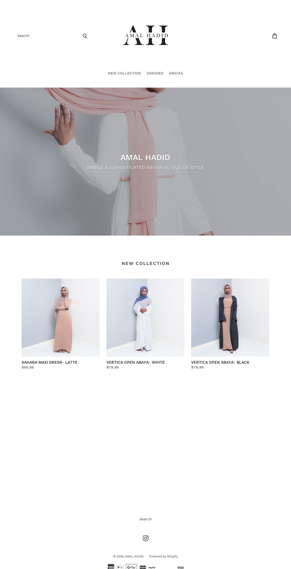 amalhadid.com — Shopify storefront screenshot