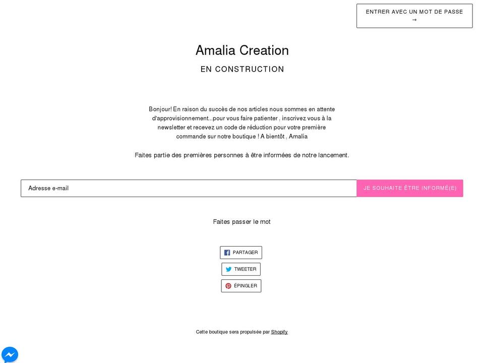 amalia-creation.com — Shopify storefront screenshot