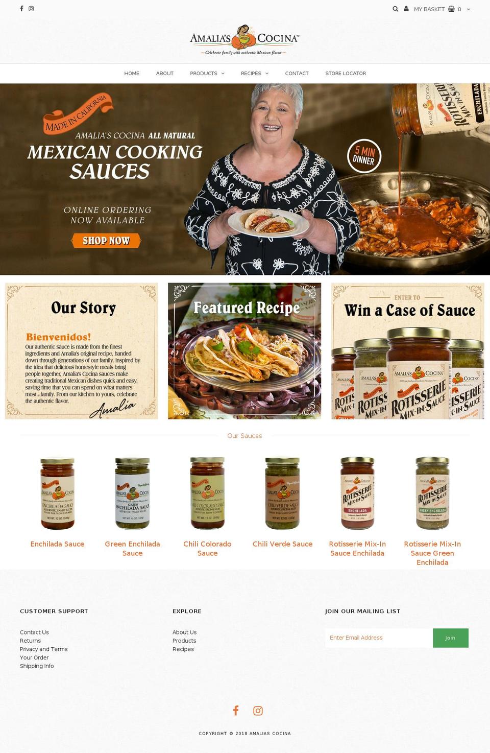 amaliascocina.com shopify website screenshot