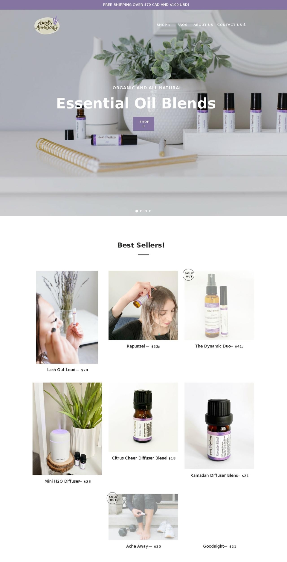 amalsapothecary.ca shopify website screenshot