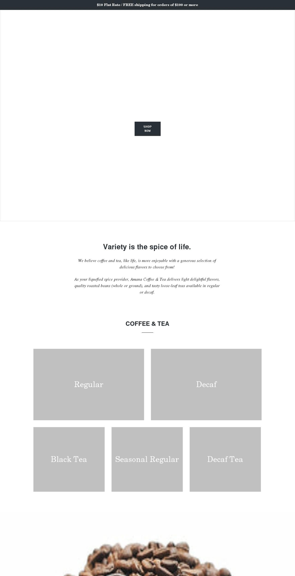 amanacoffeeandtea.com shopify website screenshot