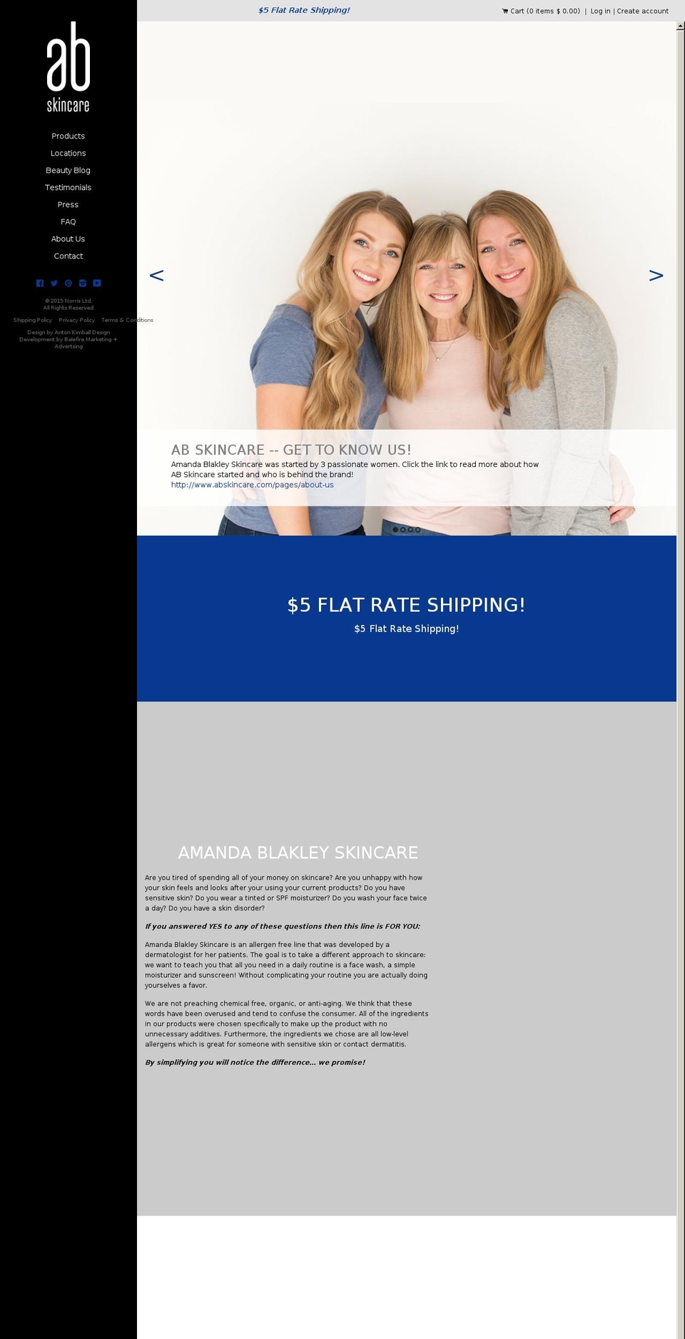 amandablakleyskincare.com shopify website screenshot