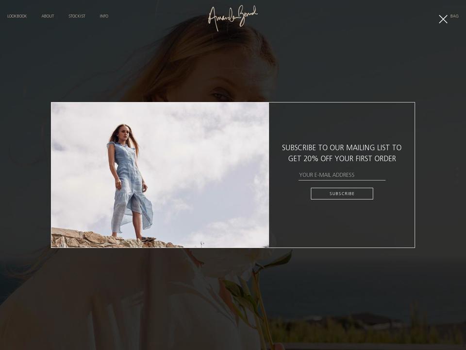 amandabondmalibu.com shopify website screenshot