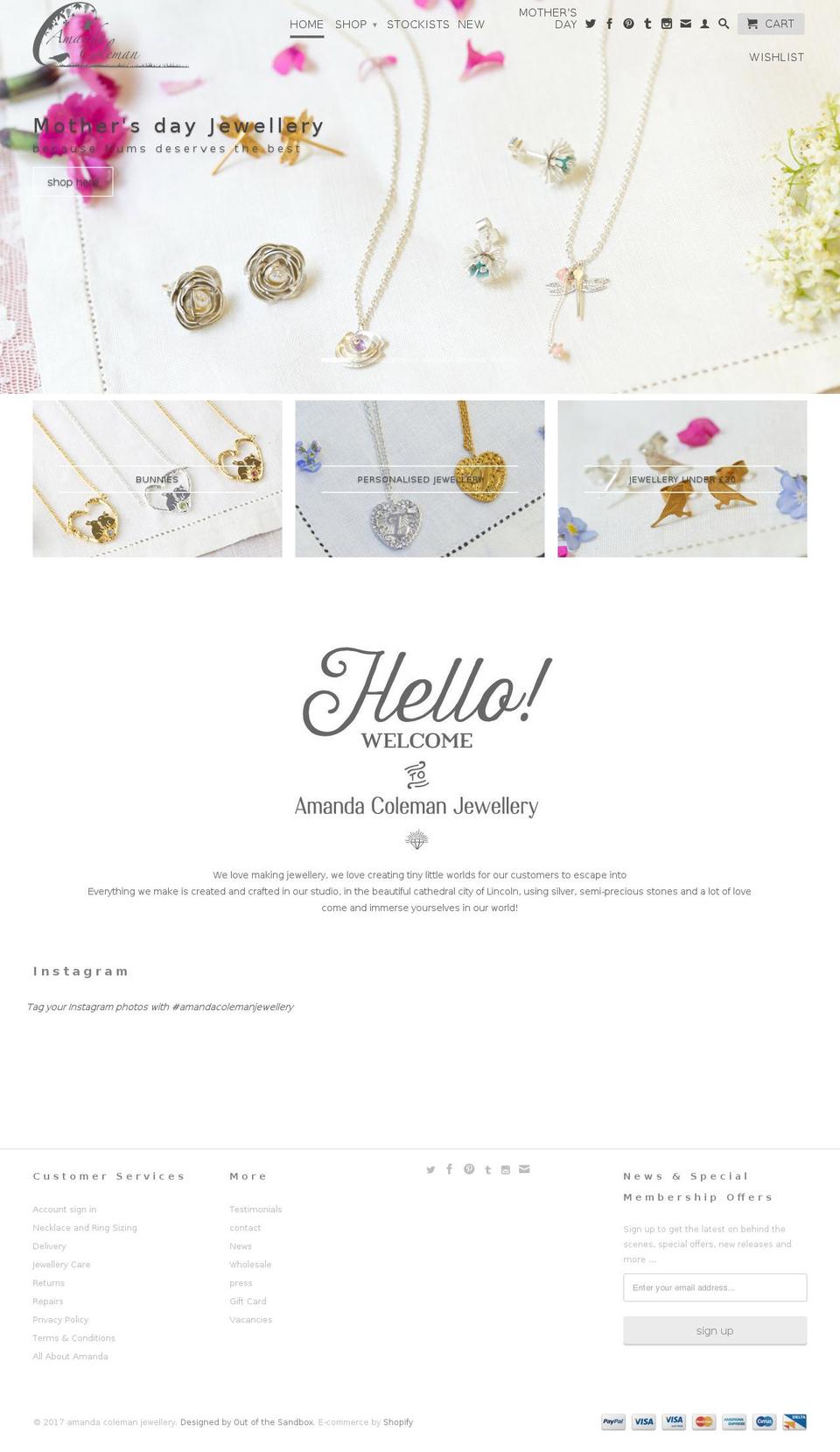 amandacoleman.co.uk shopify website screenshot